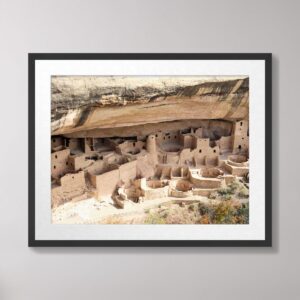 A high-resolution photograph of Cliff Palace, an ancient Ancestral Puebloan cliff dwelling nestled under a sandstone overhang in Mesa Verde National Park, Colorado.