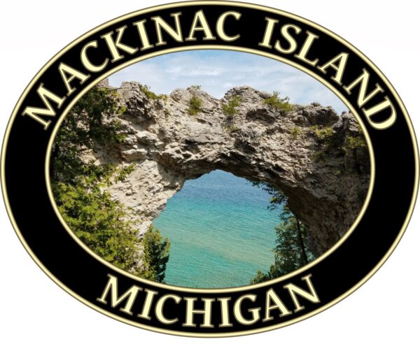 Mackinac Island T-Shirt - Arch Rock Graphic on Comfort Colors Heavyweight (Back print, black graphic) - Image 2