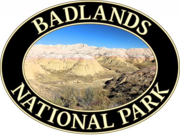 Yellow Mounds at Badlands National Park T-Shirt - Scenic Landscape on Comfort Colors Heavyweight Tee (Front print, black graphic) - Image 2