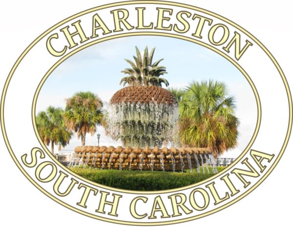 Charleston T-Shirt - Pineapple Fountain Graphic on Comfort Colors Heavyweight (Back print, transparent graphic) - Image 2