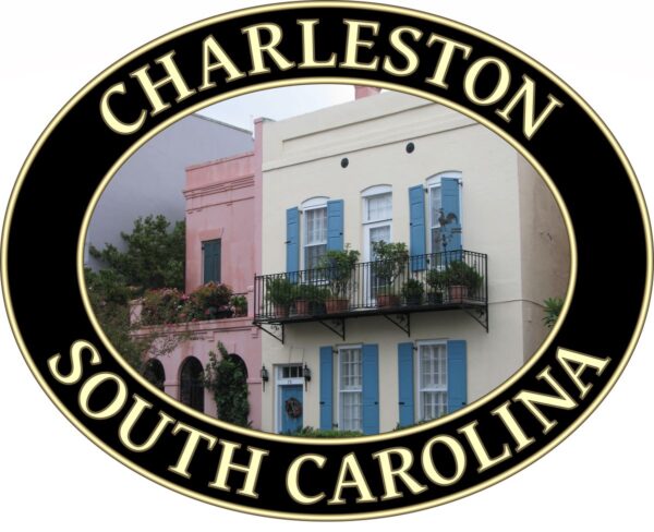 Charleston T-Shirt - Rainbow Row Homes Graphic on Comfort Colors Heavyweight (Front print, black graphic) - Image 2