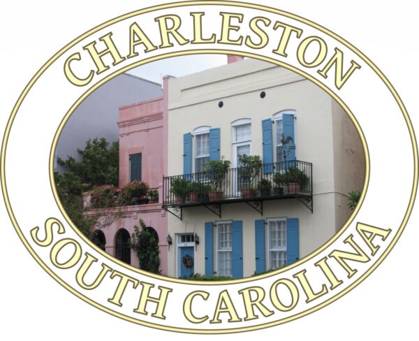 Charleston T-Shirt - Rainbow Row Homes Graphic on Comfort Colors Heavyweight (Back print, transparent graphic) - Image 2