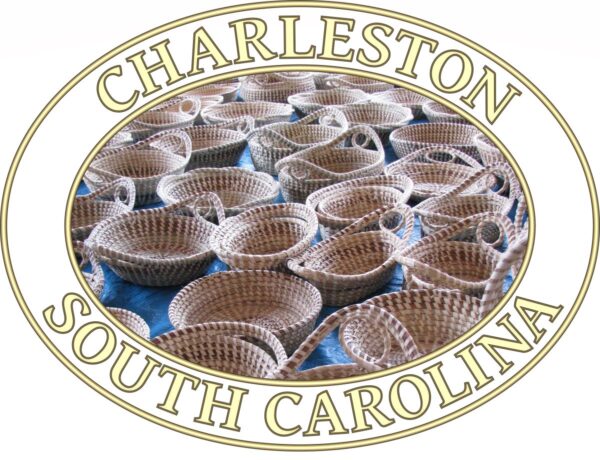 Charleston T-Shirt - Sweetgrass Baskets Graphic on Comfort Colors Heavyweight (Front print, transparent graphic) - Image 2