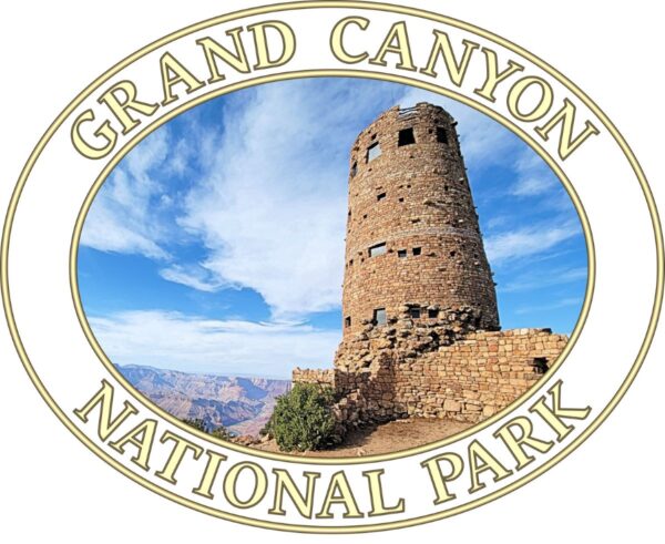 Grand Canyon National Park T-Shirt - Watchtower Graphic on Comfort Colors Heavyweight (Front Print, Transparent Graphic) - Image 2