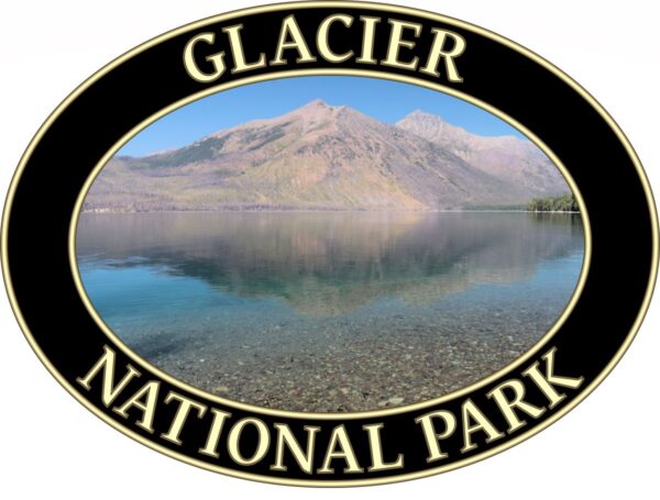 Glacier National Park T-Shirt - Lake McDonald Graphic on Comfort Colors Heavyweight (Back print, black graphic) - Image 2