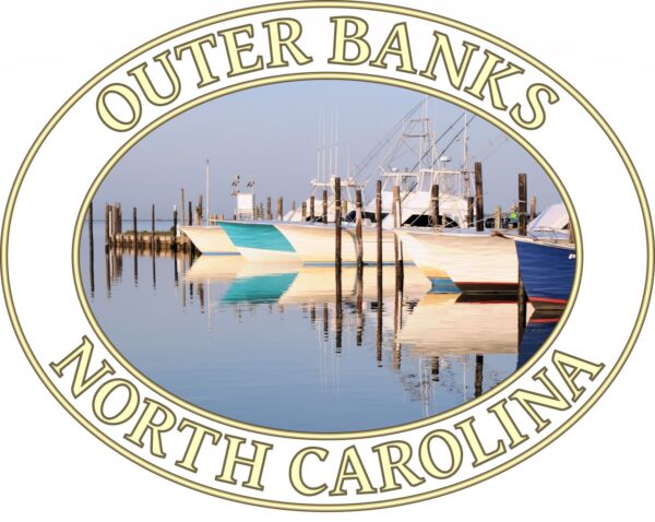 Outer Banks T-Shirt - Oregon Inlet Fishing Boats Graphic on Comfort Colors Heavyweight (Front print, transparent graphic) - Image 2