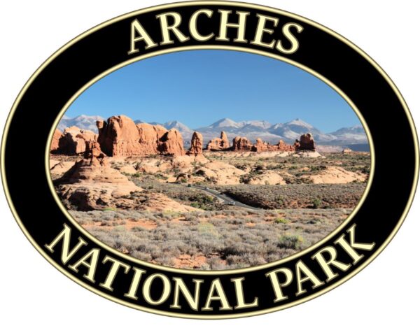 The Windows Arches National Park T-Shirt – Scenic Desert Arch Vista Comfort Colors Tee (Front print, black graphic) - Image 2