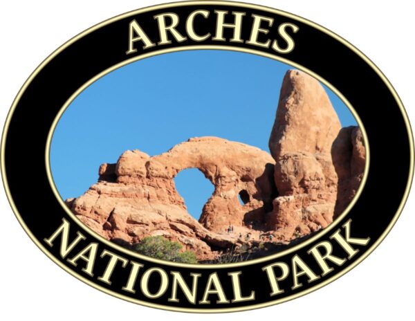 Turret Arch Arches National Park T-Shirt – Iconic Desert Arch Comfort Colors Tee (Front print, black graphic) - Image 2