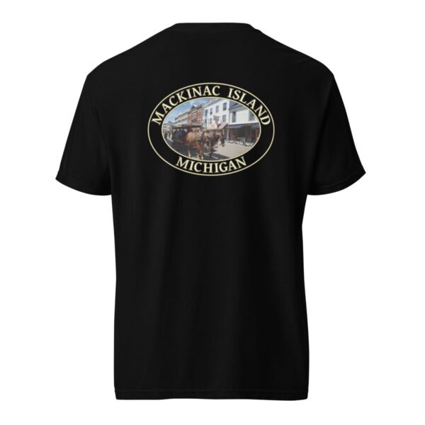 Mackinac Island T-Shirt - Downtown Horse and Carriage Graphic on Comfort Colors Heavyweight (Back print, transparent graphic) - Image 4