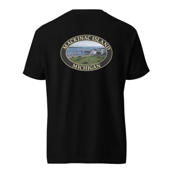 Mackinac Island T-Shirt - Harbor and Downtown Graphic on Comfort Colors Heavyweight (Back print, black graphic) - Image 4