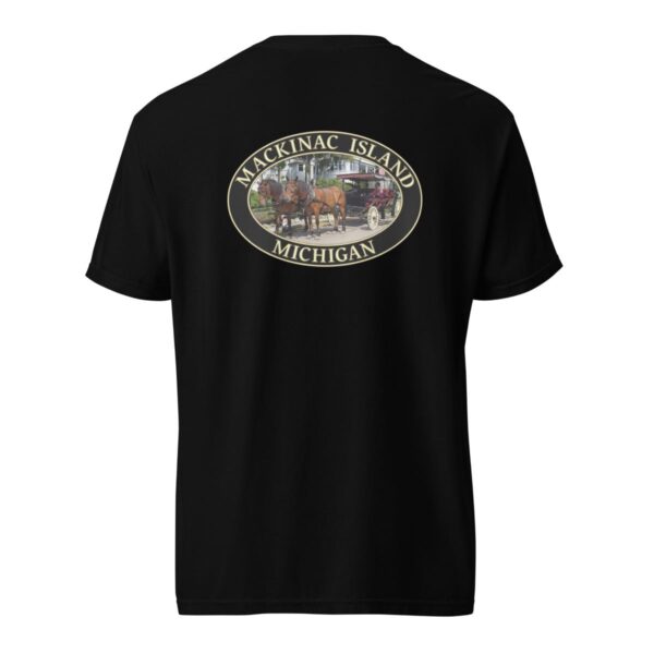 Mackinac Island T-Shirt - Horse and Carriage West Bluff Graphic on Comfort Colors Heavyweight (Back print, black graphic) - Image 4