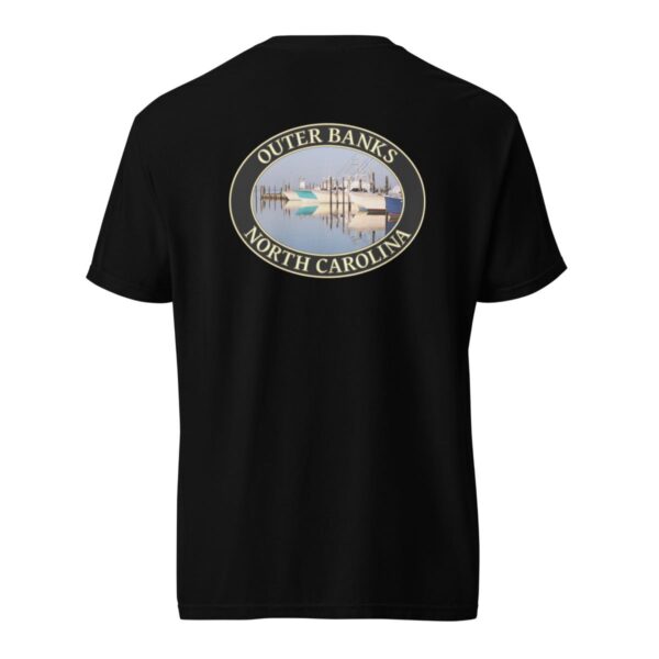 Outer Banks T-Shirt - Oregon Inlet Fishing Boats Graphic on Comfort Colors Heavyweight (Back print, black graphic) - Image 4