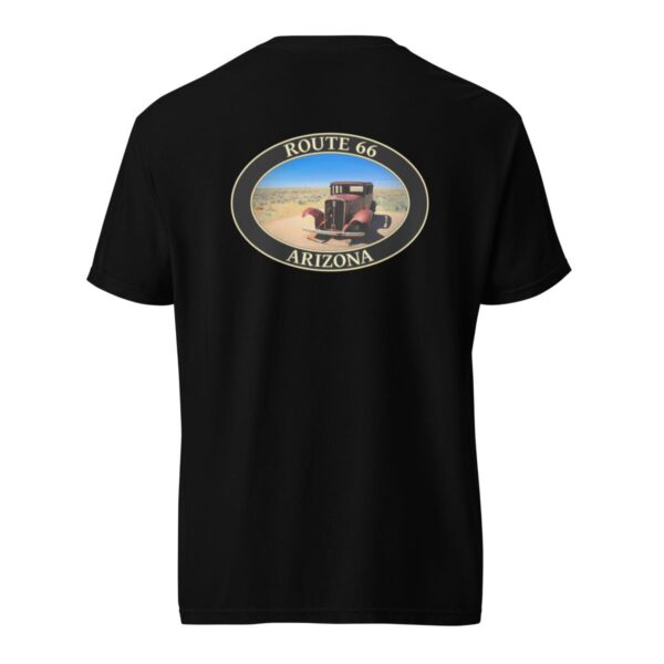 Route 66 Arizona T-Shirt - Antique Car Graphic on Comfort Colors Heavyweight (Back Print, Black Graphic) - Image 4