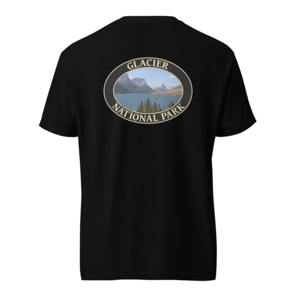 Glacier National Park T-Shirt - Saint Mary Lake Graphic on Comfort Colors Heavyweight (Back print, black graphic) - Image 4