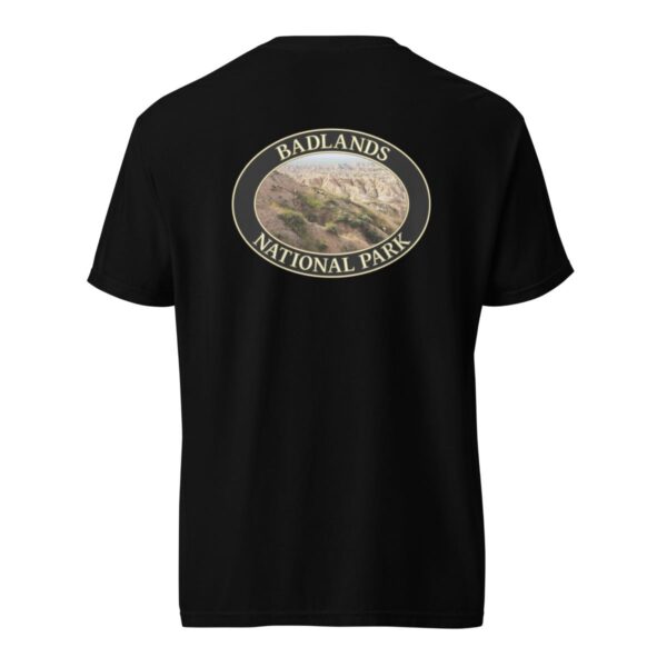 Big Horn Sheep at Badlands National Park T-Shirt - Scenic Graphic on Comfort Colors Heavyweight (Back print, black graphic) - Image 4