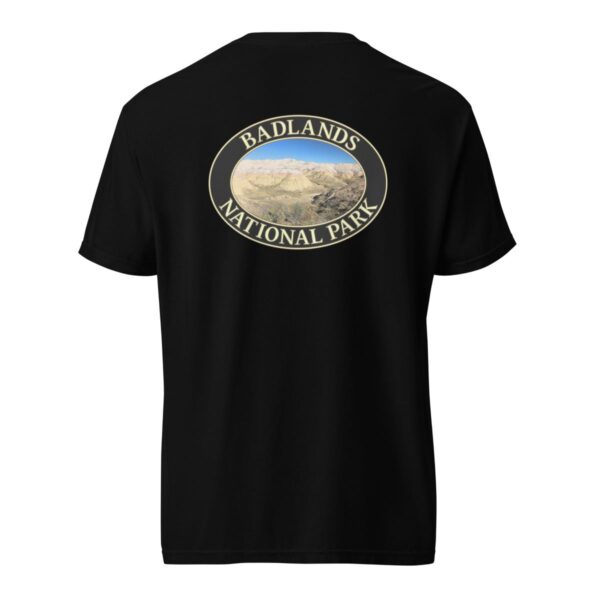 Yellow Mounds at Badlands National Park T-Shirt - Scenic Landscape on Comfort Colors Heavyweight Tee (Back print, black graphic) - Image 4