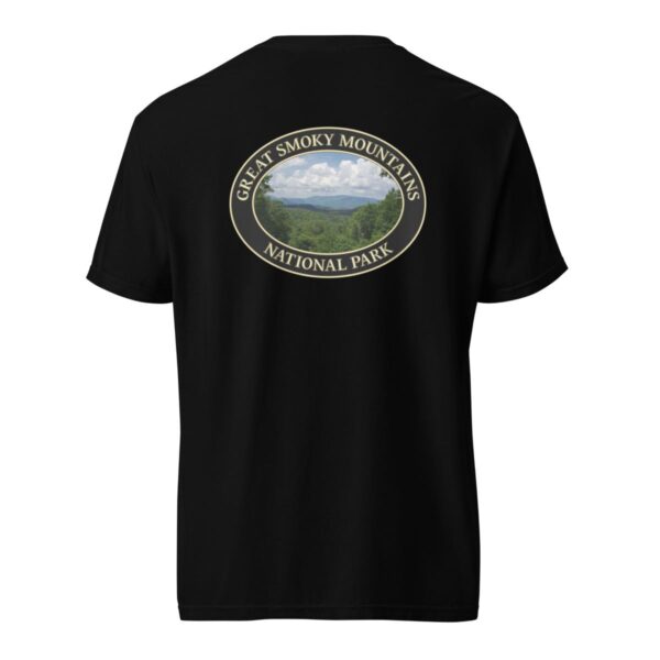 Great Smoky Mountains National Park T-Shirt - Scenic Tennessee Landscape on Comfort Colors Heavyweight Tee (Back print, black graphic) - Image 4