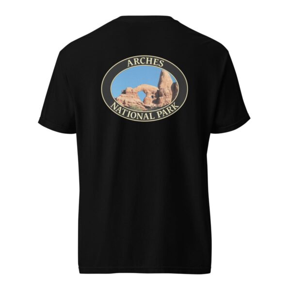 Turret Arch Arches National Park T-Shirt – Iconic Desert Arch Comfort Colors Tee (Back print, black graphic) - Image 4