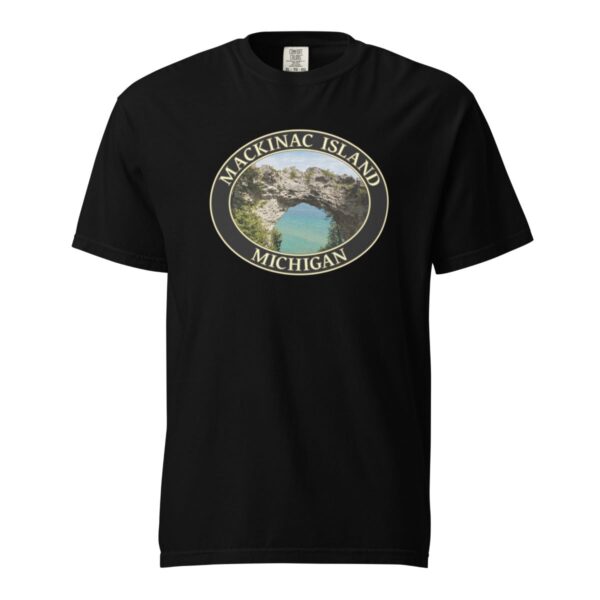 Mackinac Island T-Shirt - Arch Rock Graphic on Comfort Colors Heavyweight (Front print, black graphic) - Image 3