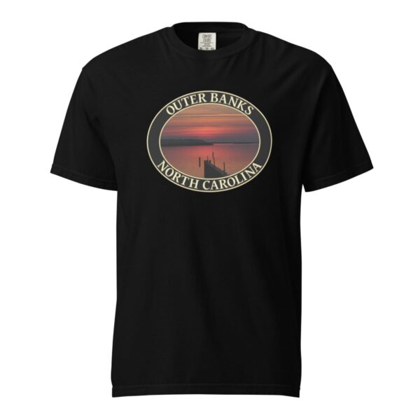 Outer Banks T-Shirt - Albemarle Sound Sunset Graphic on Comfort Colors Heavyweight (Front print, black graphic) - Image 3