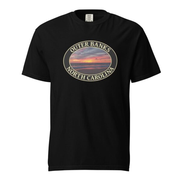 Outer Banks T-Shirt - Kitty Hawk Sunrise Graphic on Comfort Colors Heavyweight (Front print, black graphic) - Image 3