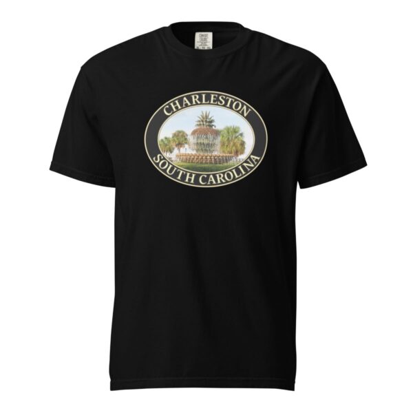 Charleston T-Shirt - Pineapple Fountain Graphic on Comfort Colors Heavyweight (Front print, black graphic) - Image 3