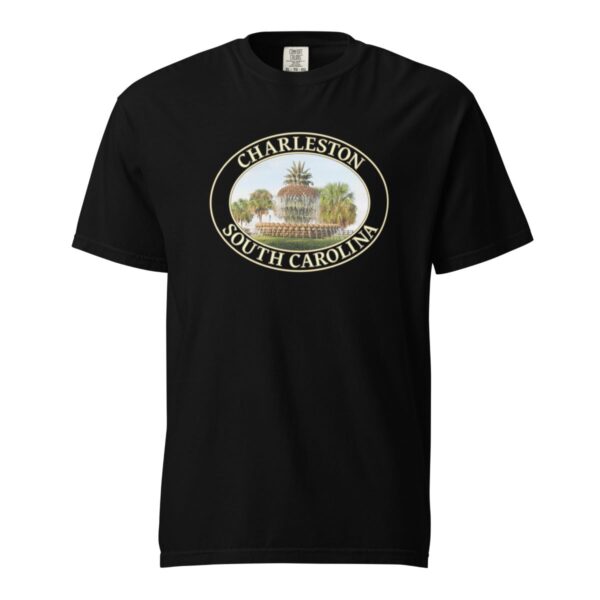 Charleston T-Shirt - Pineapple Fountain Graphic on Comfort Colors Heavyweight (Front print, transparent graphic) - Image 3