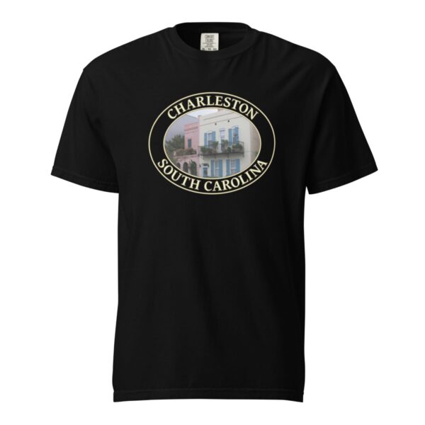 Charleston T-Shirt - Rainbow Row Homes Graphic on Comfort Colors Heavyweight (Front print, transparent graphic) - Image 3