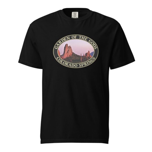 Garden of the Gods T-Shirt - Sunset Colorado Springs Graphic on Comfort Colors Heavyweight (Front print, black graphic) - Image 3