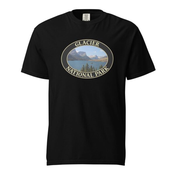 Glacier National Park T-Shirt - Saint Mary Lake Graphic on Comfort Colors Heavyweight (Front print, black graphic) - Image 3