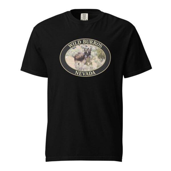 Wild Burros Nevada T-Shirt - Desert Wildlife Graphic on Comfort Colors Heavyweight (Front print, black graphic) - Image 3