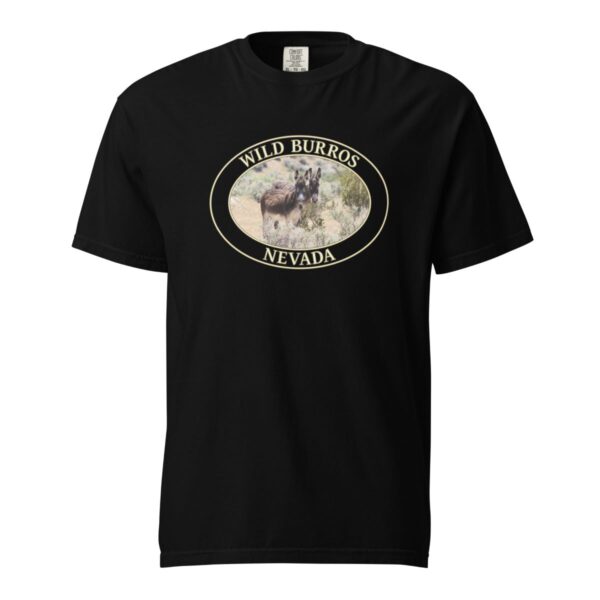 Wild Burros Nevada T-Shirt - Desert Wildlife Graphic on Comfort Colors Heavyweight (Front print, transparent graphic) - Image 3