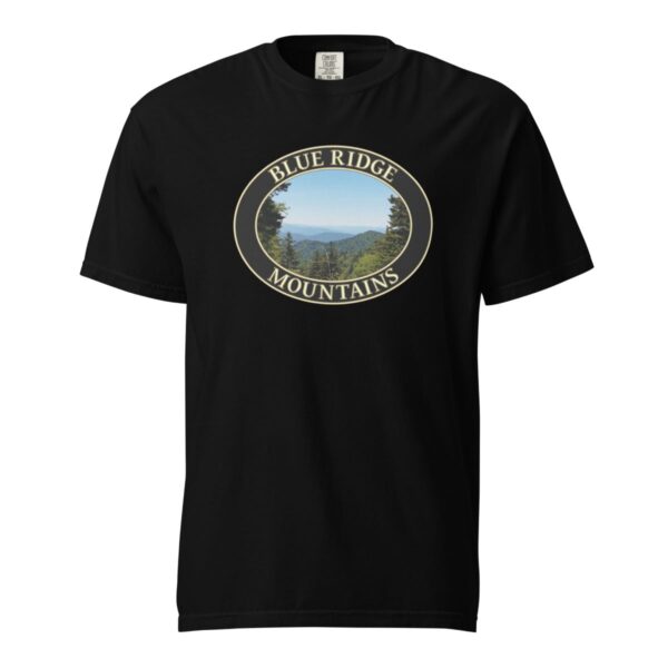 Blue Ridge Mountains T-Shirt - North Carolina Scenic View Graphic on Comfort Colors Heavyweight (Front print, black graphic) - Image 3