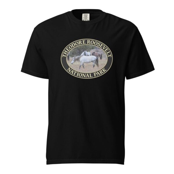 Theodore Roosevelt National Park T-Shirt - Wild Horses Graphic on Comfort Colors Heavyweight (Front print, black graphic) - Image 3