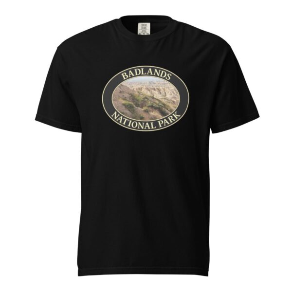 Big Horn Sheep at Badlands National Park T-Shirt - Scenic Graphic on Comfort Colors Heavyweight (Front print, black graphic) - Image 3