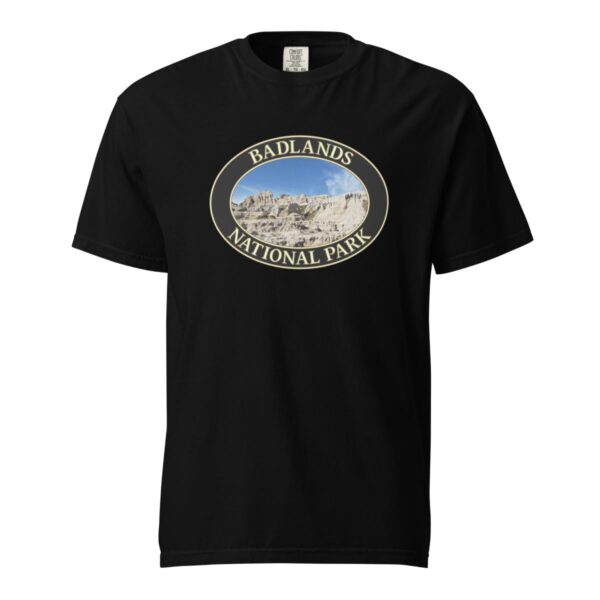 Badlands National Park T-Shirt - Scenic Graphic on Comfort Colors Heavyweight (Front print, black graphic) - Image 3