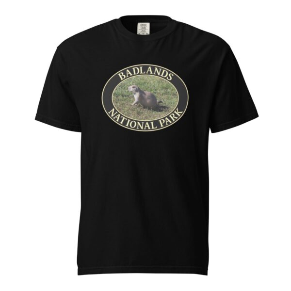 Prairie Dog at Badlands National Park T-Shirt - Wildlife Graphic on Comfort Colors Heavyweight (Front print, black graphic) - Image 3