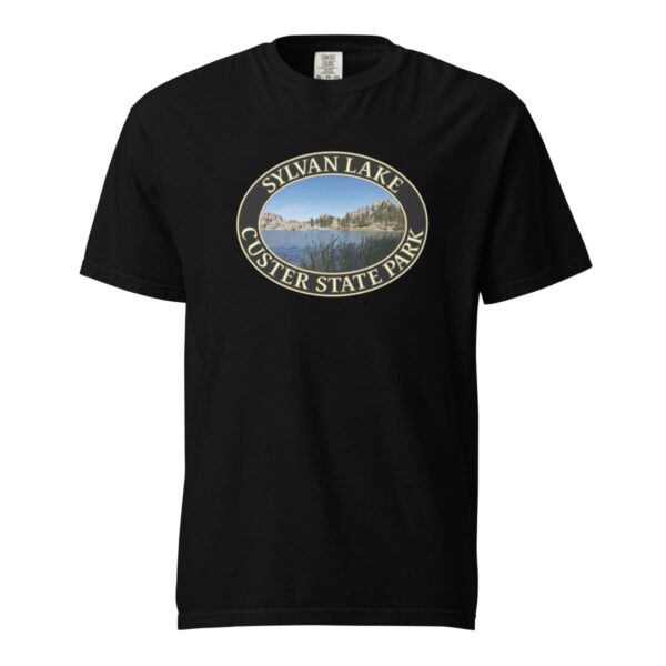 Sylvan Lake at Custer State Park T-Shirt - Scenic Landscape on Comfort Colors Heavyweight Tee (Front print, black graphic) - Image 3