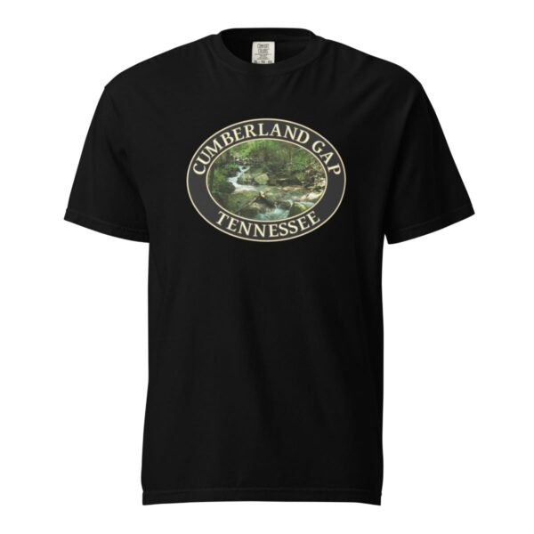 Mountain Stream in Cumberland Gap T-Shirt - Scenic Nature Design on Comfort Colors Heavyweight Tee (Front print, black graphic) - Image 3