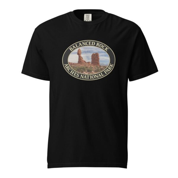 Balanced Rock T-Shirt – Arches National Park Scenic Comfort Colors Heavyweight Tee (Front print, black graphic) - Image 3