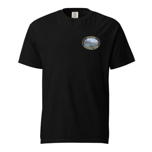 Glacier National Park T-Shirt - Saint Mary Lake Graphic on Comfort Colors Heavyweight (Back print, black graphic) - Image 3