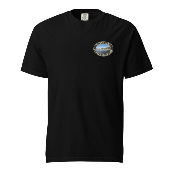 Sylvan Lake at Custer State Park T-Shirt - Scenic Landscape on Comfort Colors Heavyweight Tee (Back print, black graphic) - Image 3