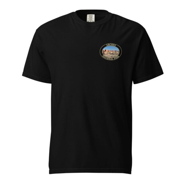 The Windows Arches National Park T-Shirt – Scenic Desert Arch Vista Comfort Colors Tee (Back print, transparent graphic) - Image 3