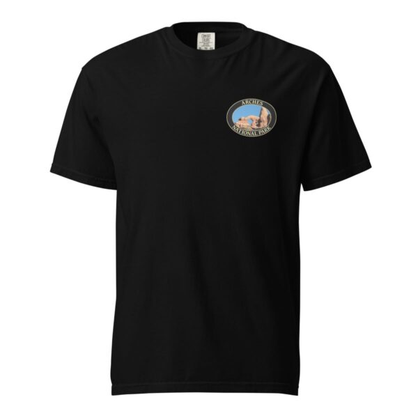 Turret Arch Arches National Park T-Shirt – Iconic Desert Arch Comfort Colors Tee (Back print, black graphic) - Image 3