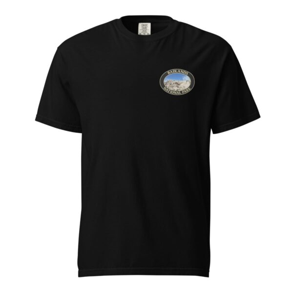 Badlands National Park T-Shirt - Scenic Graphic on Comfort Colors Heavyweight (Back print, black graphic) - Image 3