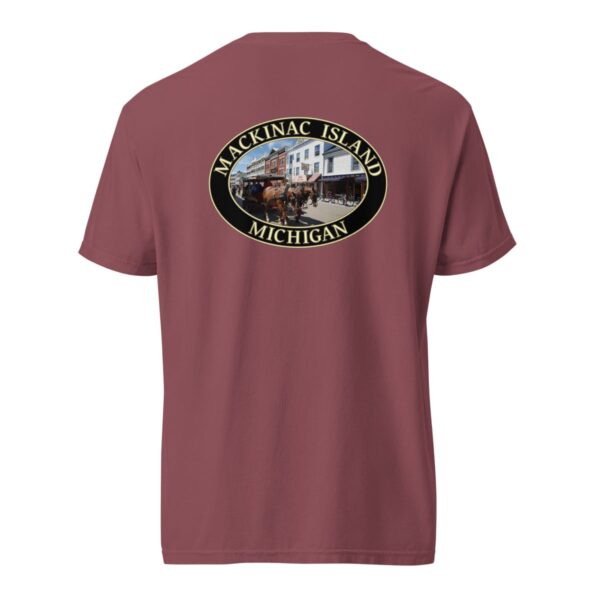 Mackinac Island T-Shirt - Downtown Horse and Carriage Graphic on Comfort Colors Heavyweight (Back print, black graphic) - Image 5