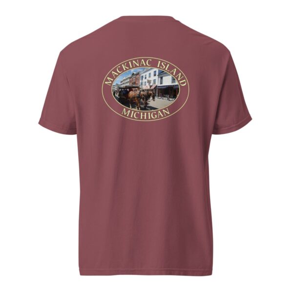 Mackinac Island T-Shirt - Downtown Horse and Carriage Graphic on Comfort Colors Heavyweight (Back print, transparent graphic) - Image 5