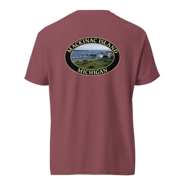 Mackinac Island T-Shirt - Harbor and Downtown Graphic on Comfort Colors Heavyweight (Back print, black graphic) - Image 5