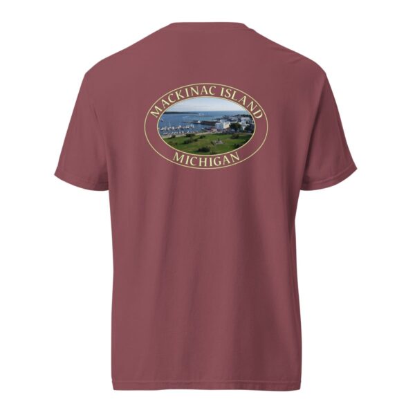 Mackinac Island T-Shirt - Harbor and Downtown Graphic on Comfort Colors Heavyweight (Back print, transparent graphic) - Image 5