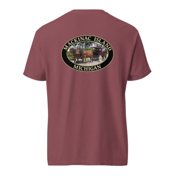 Mackinac Island T-Shirt - Horse and Carriage West Bluff Graphic on Comfort Colors Heavyweight (Back print, black graphic) - Image 5